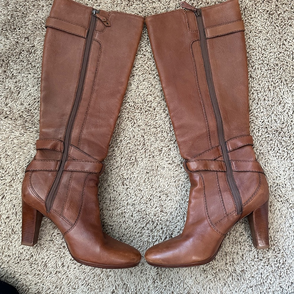 Cole Haan Nike Air High Heel Boots Leather Brown - Picture 5 of 16